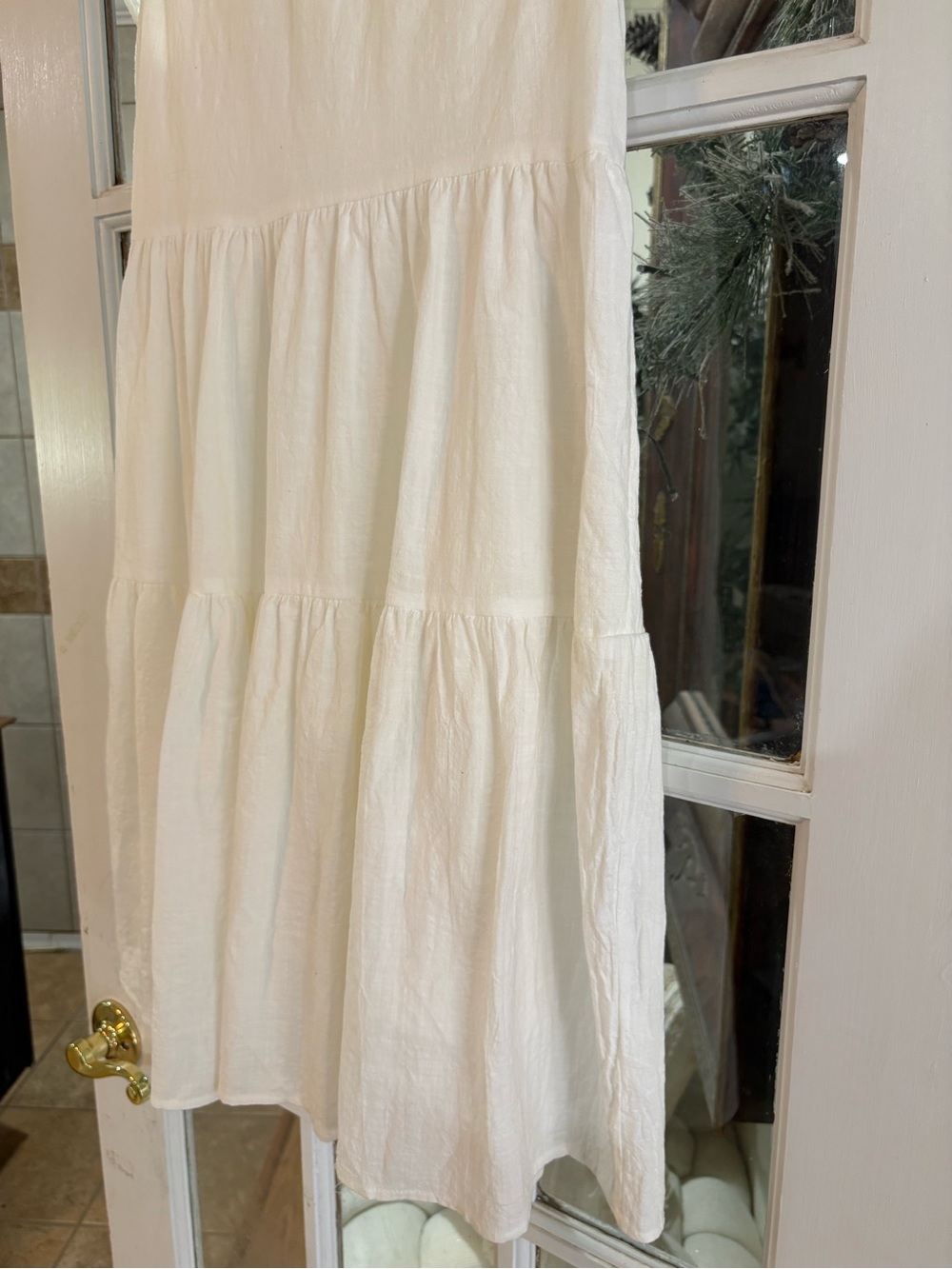 Ces Femme Tiered Ruffle Sleeve Dress | Size Small | White Cotton | Lined | NWOT - Picture 14 of 15